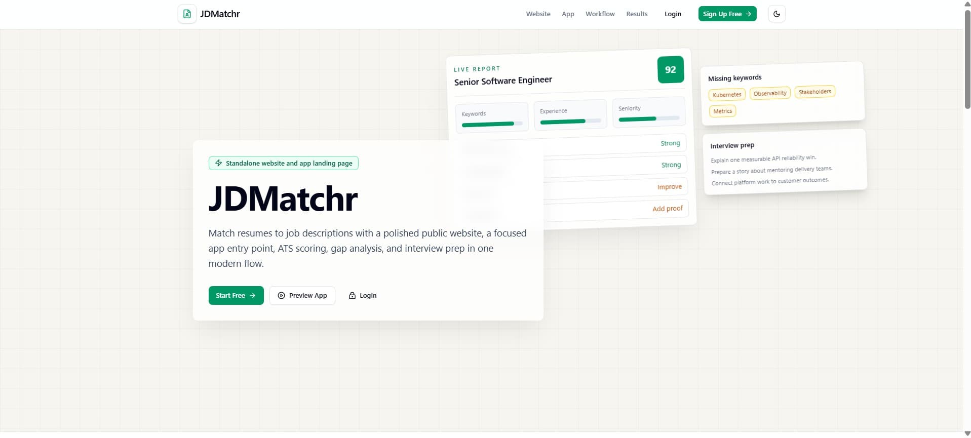 ATS Analyzer tool homepage — Next.js website build