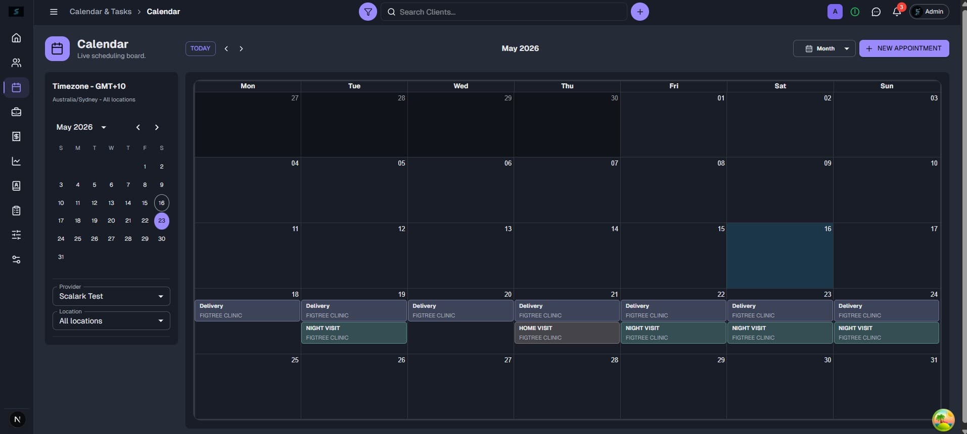 Scheduling calendar view — workflow and scheduling feature in MVP